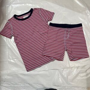 CrewCuts size 7 Red Striped Pajama Shorts Set J Crew kids 100% Cotton